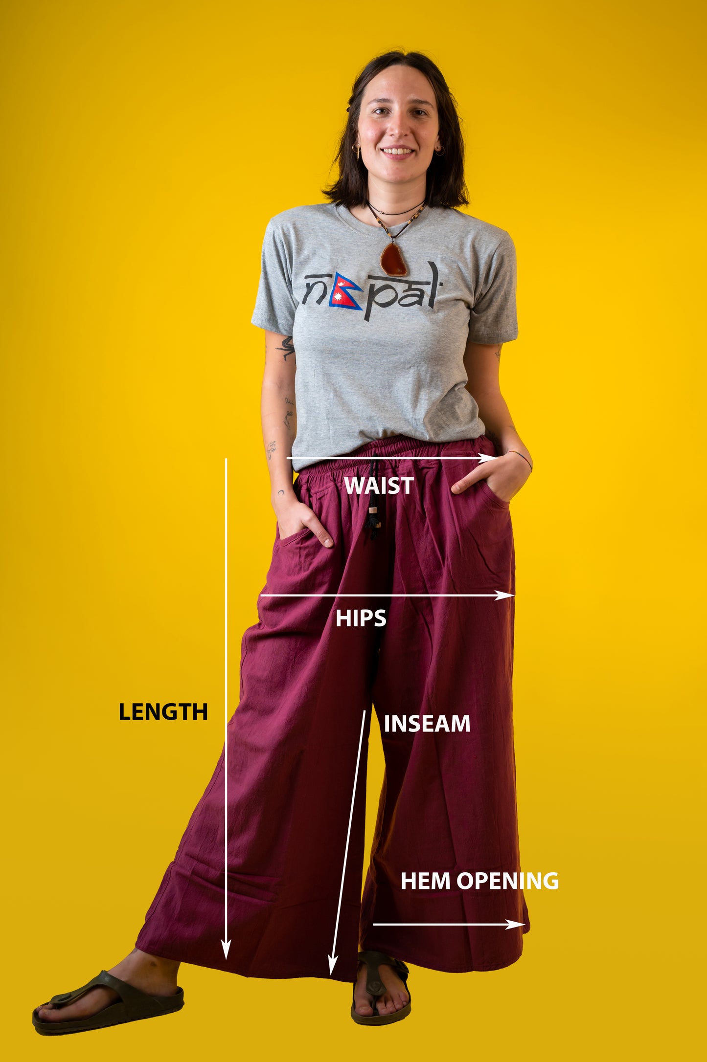 100% Cotton | Summer | Light | Long | Elastic Waists | Wide Leg | Trouser | Pant | Made In Nepal