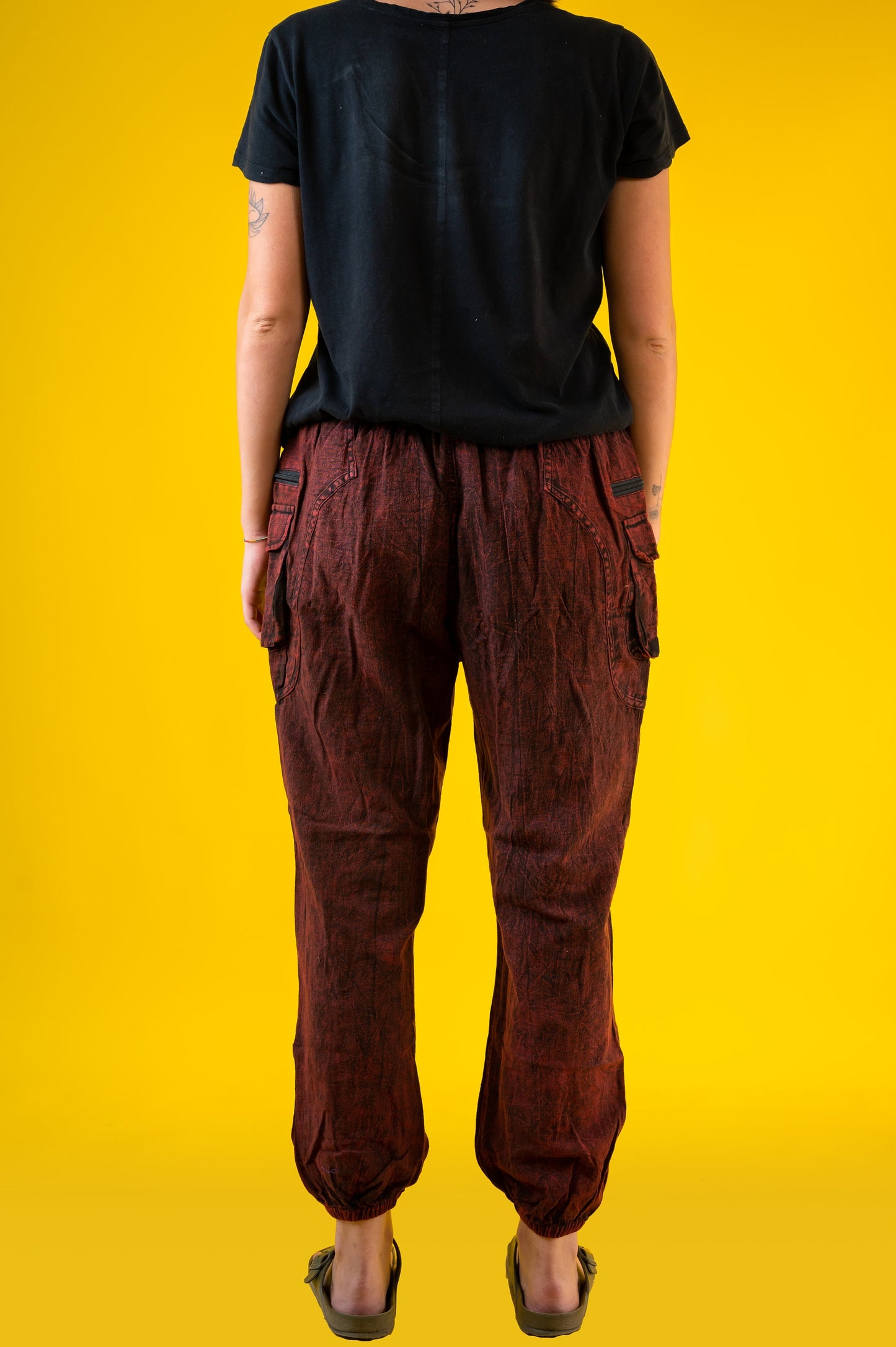 100% Cotton | Double Stone Washed | 2 side pocket | 2 Zipper Pocket | Elastic Waist | Ankle Elastic| Harem | Pant | Trouser | Made In Nepal