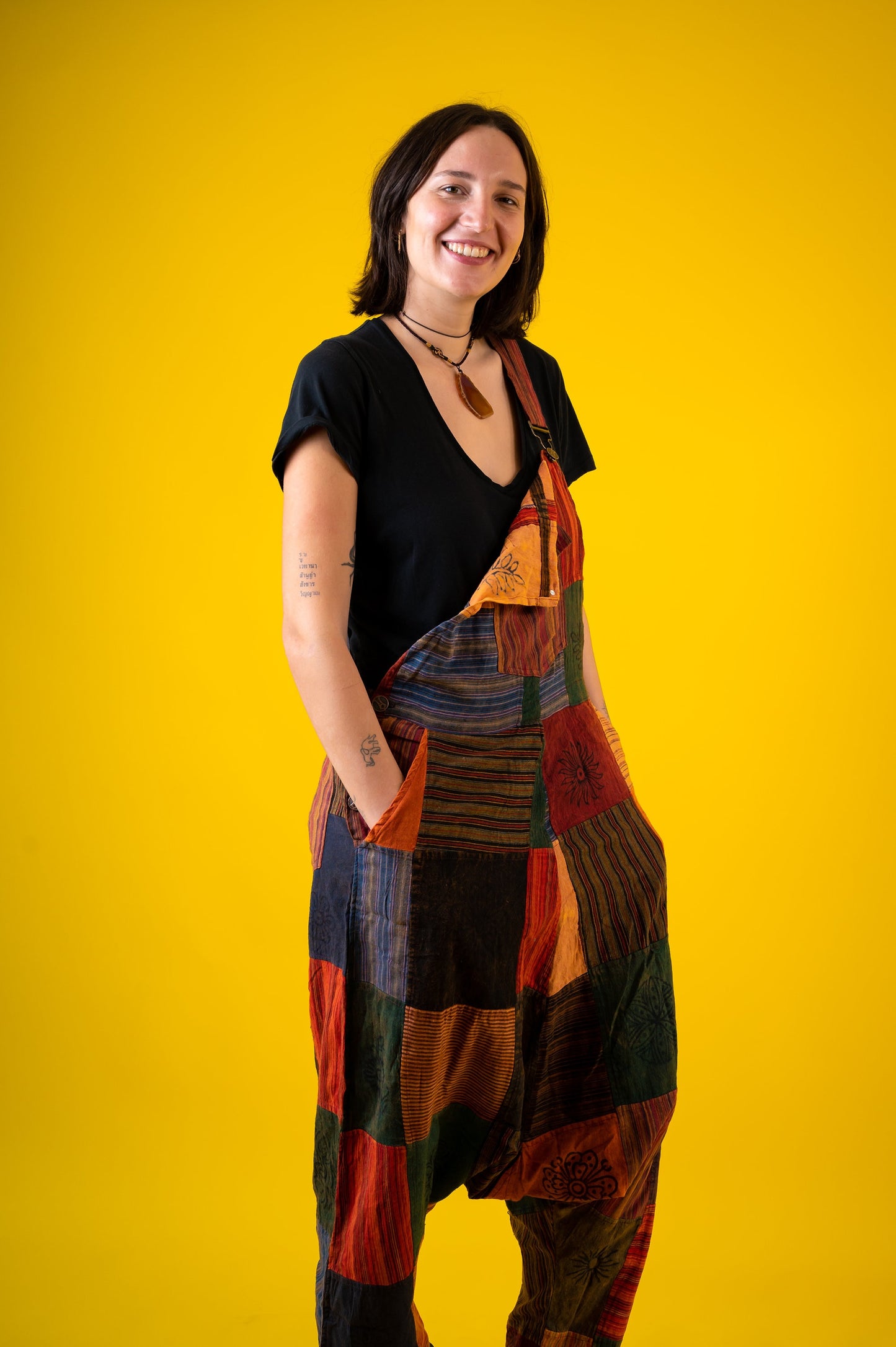 100% Cotton | Patch | Patchwork | Stone Washed | Dungaree | Length Adjustable | Ethical Hippie | Jumpsuites | Overall | Made In Nepal