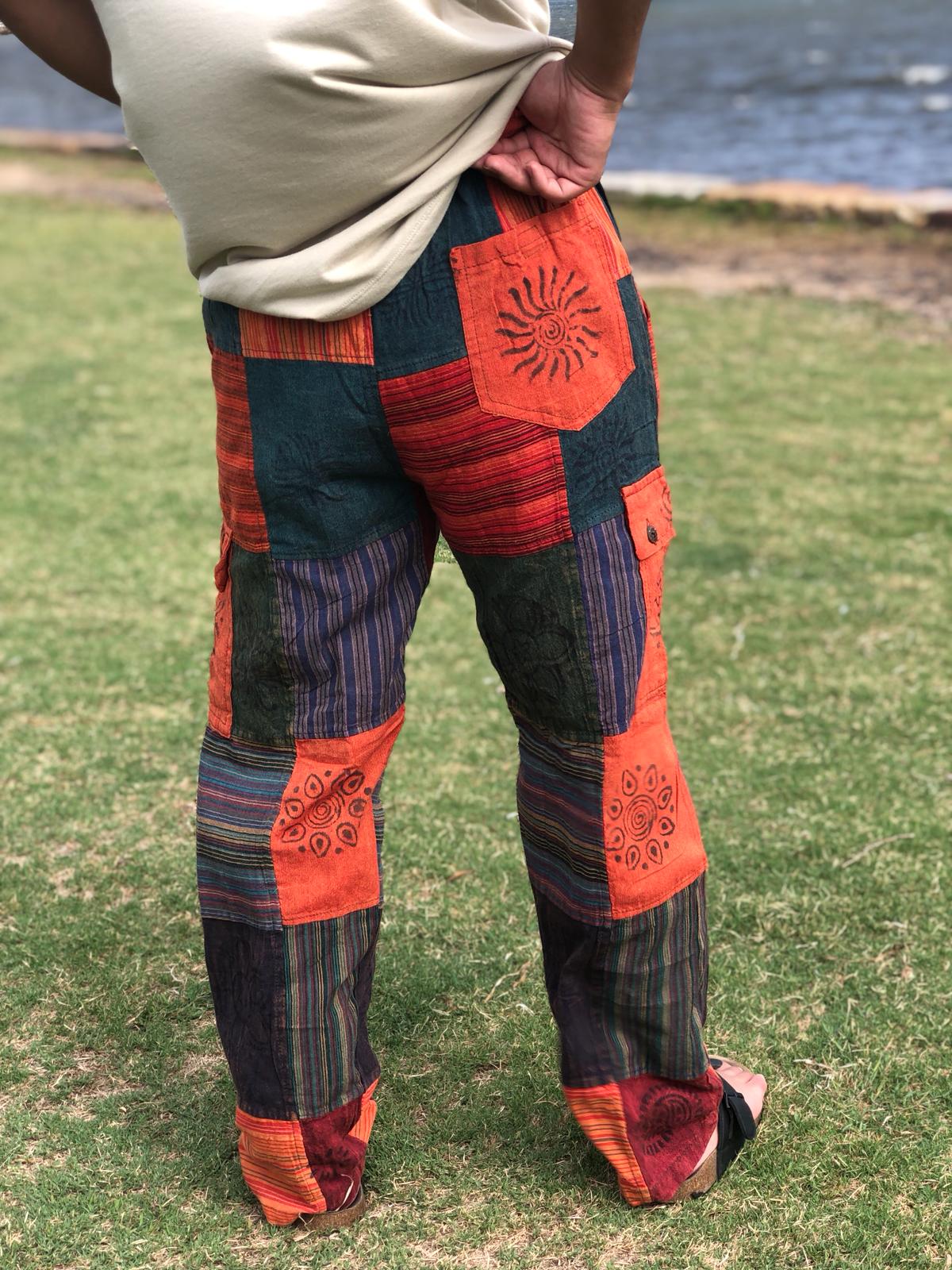 100% Cotton | Patch | Block print | Stone Washed | Unisex | Ethical | Hippie | Cargo Style | Pant | Trouser | Made In Nepal