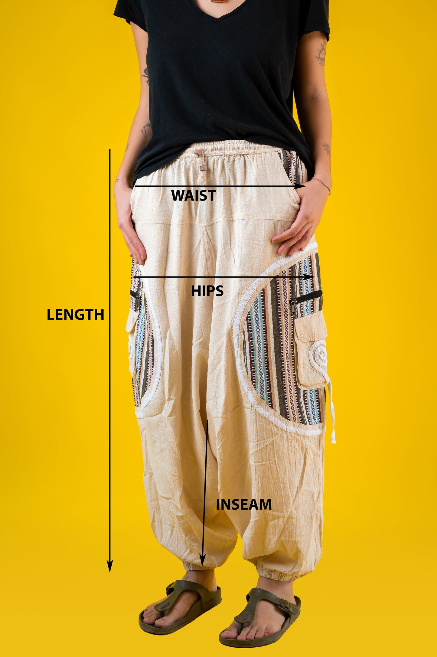 Long Drop Crotch | Harem | 100% Cotton | Gheri Cotton | Ethnic | Hobo | Alibaba | Aladdin | Natural | Pant | Trouser | Made In Nepal