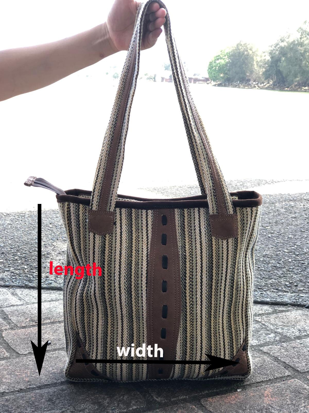 100% cotton and Buffalo leather | Gheri | Handmade | Tote | Bag | Made in Nepal