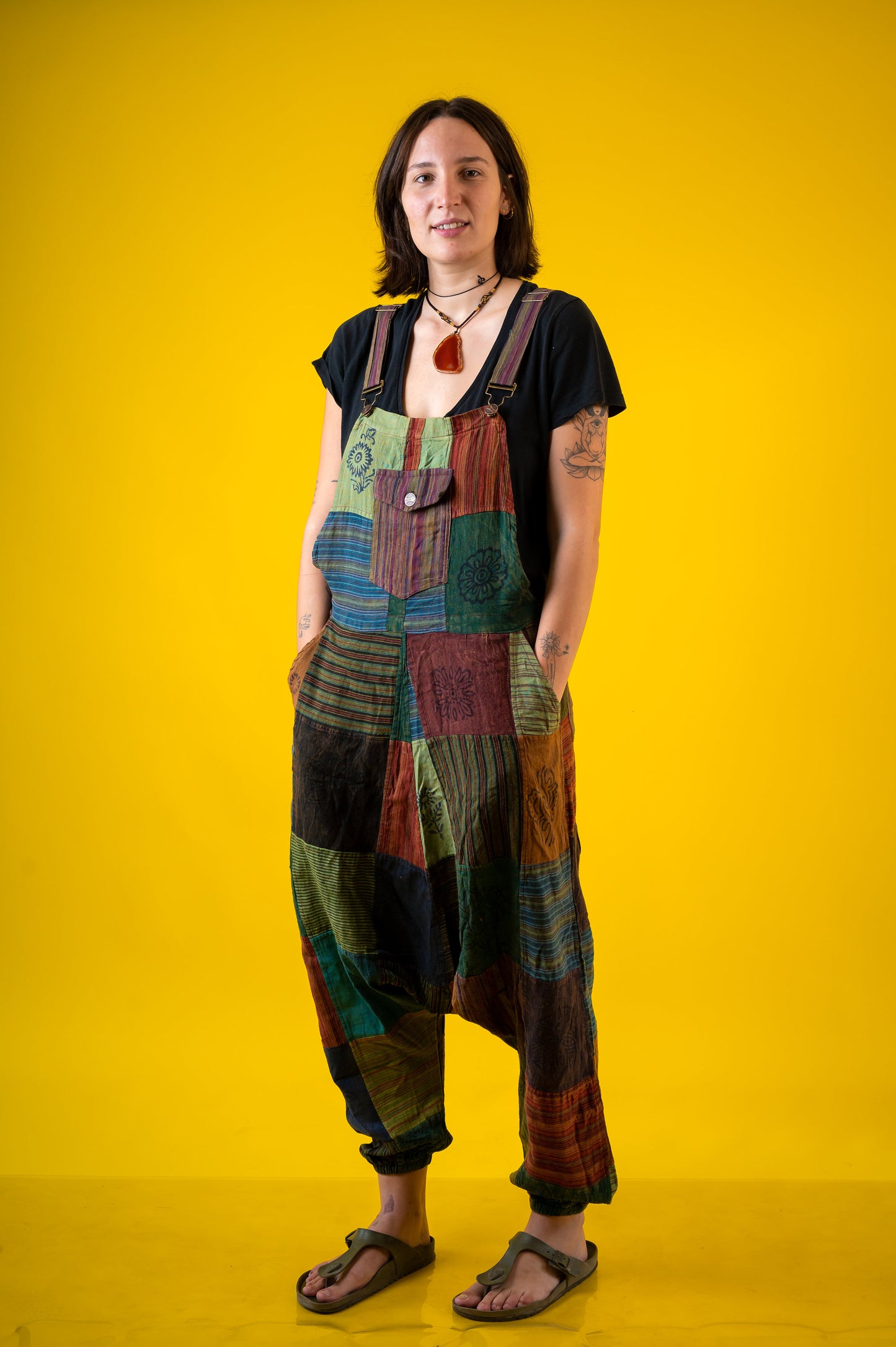 100% Cotton | Patch | Patchwork | Stone Washed | Dungaree | Length Adjustable | Ethical  Hippie | Jumpsuites | Overall | Made In Nepal