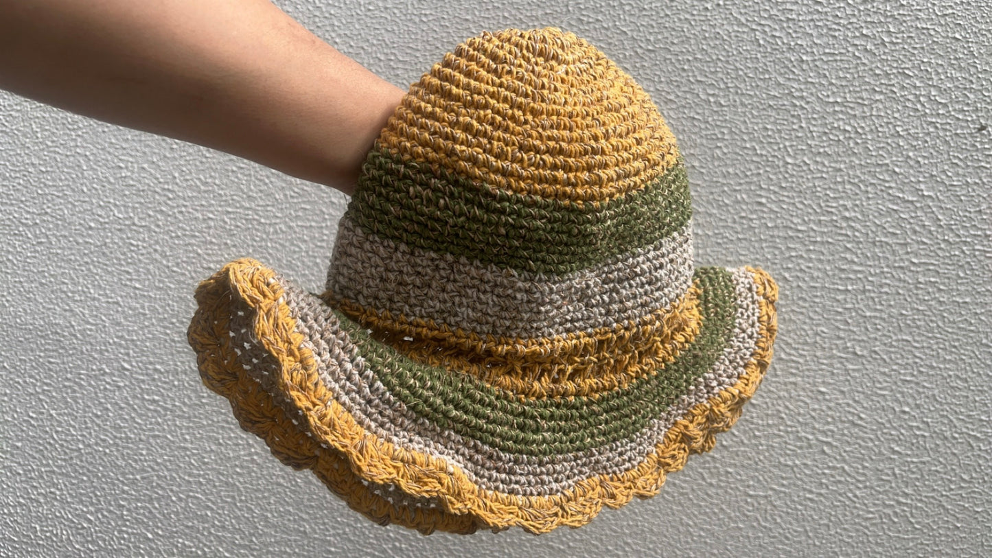 Hemp | 100% Cotton | Sustainable | Natural | Unisex | Sun | Beach | Outdoor | Hat | Handmade | Ethically | Knitted | Nepal