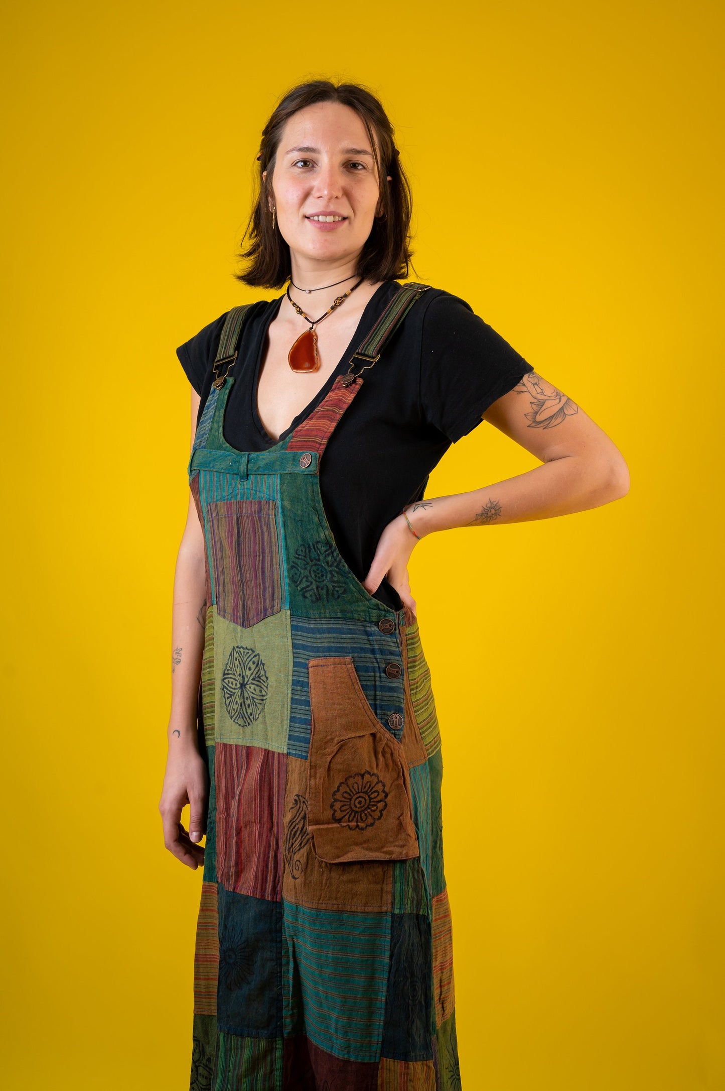 100% Cotton | Patch | Dungaree | Block print | Length Adjustable | Stone Washed | Ethical  Hippie | Jumpsuites | Overall | Made In Nepal