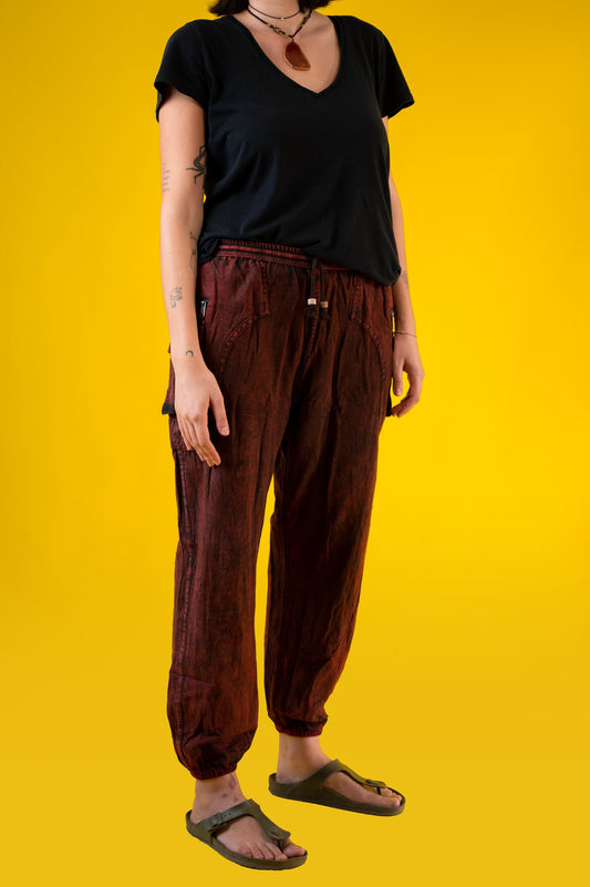 100% Cotton |  Double Stone Washed | 2 side pocket | 2 Zipper Pocket | Elastic Waist | Ankle Elastic| Harem | Pant | Trouser | Made In Nepal
