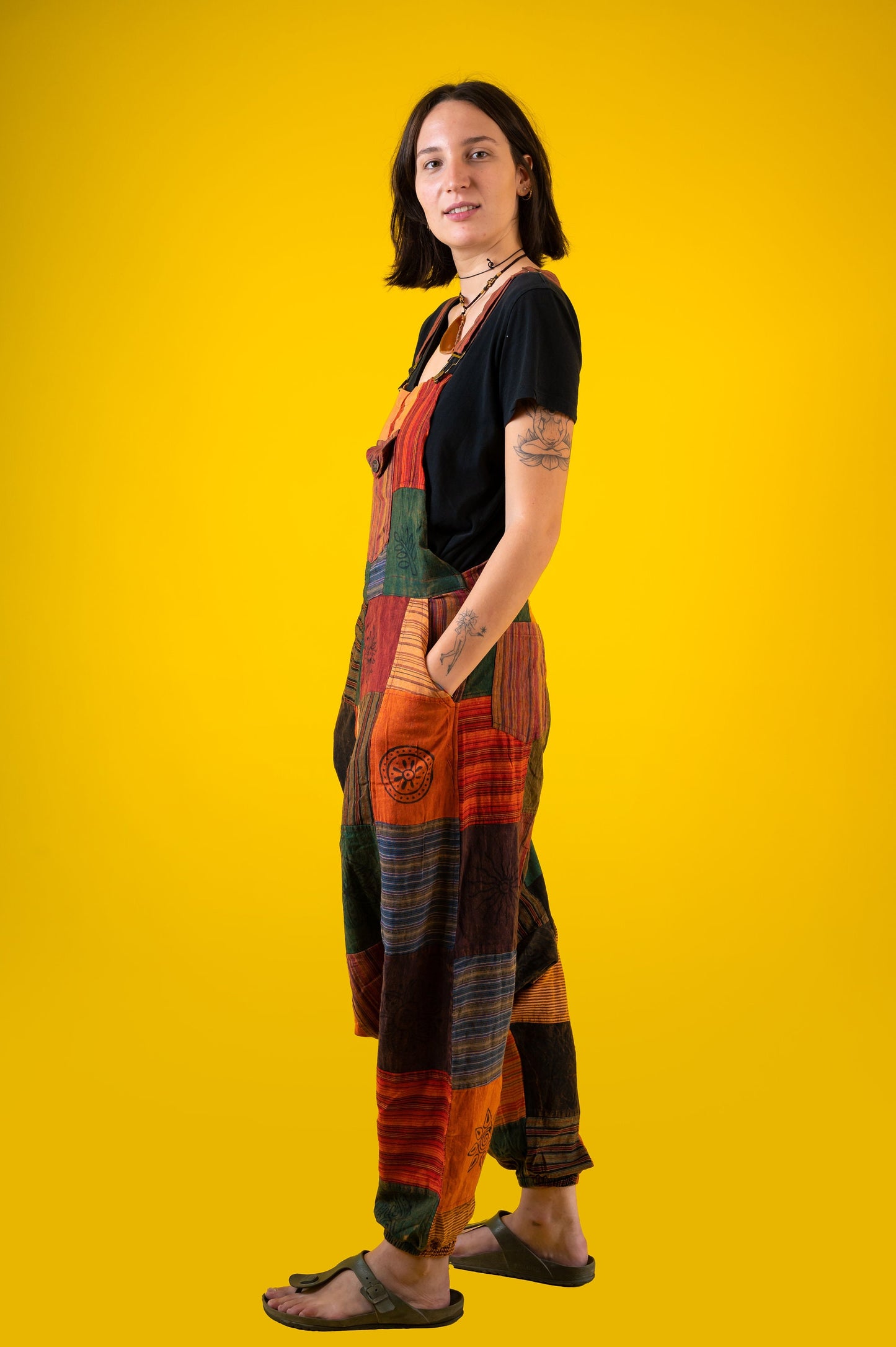 100% Cotton | Patch | Patchwork | Stone Washed | Dungaree | Length Adjustable | Ethical  Hippie | Jumpsuites | Overall | Made In Nepal