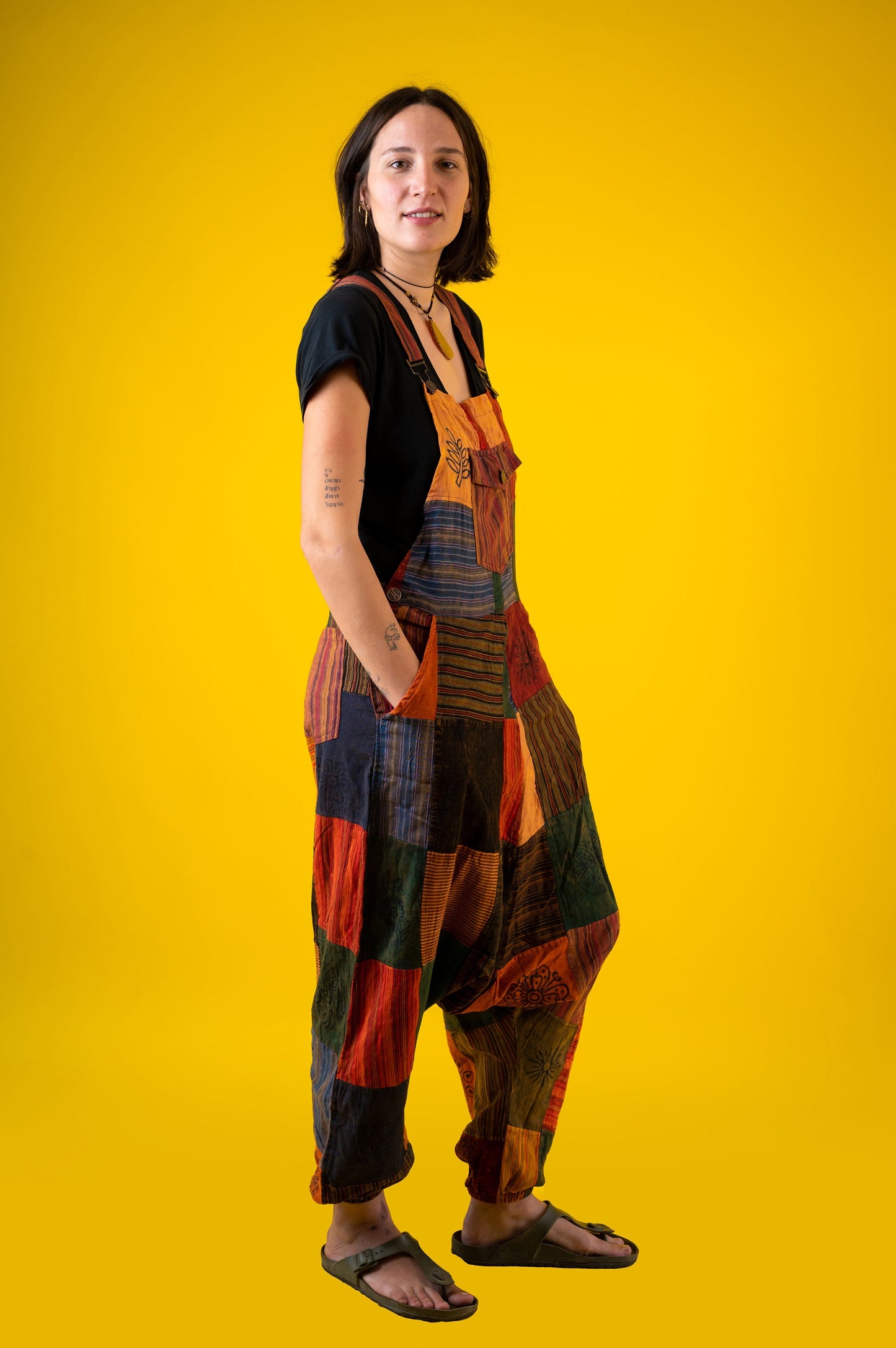 100% Cotton | Patch | Patchwork | Stone Washed | Dungaree | Length Adjustable | Ethical  Hippie | Jumpsuites | Overall | Made In Nepal