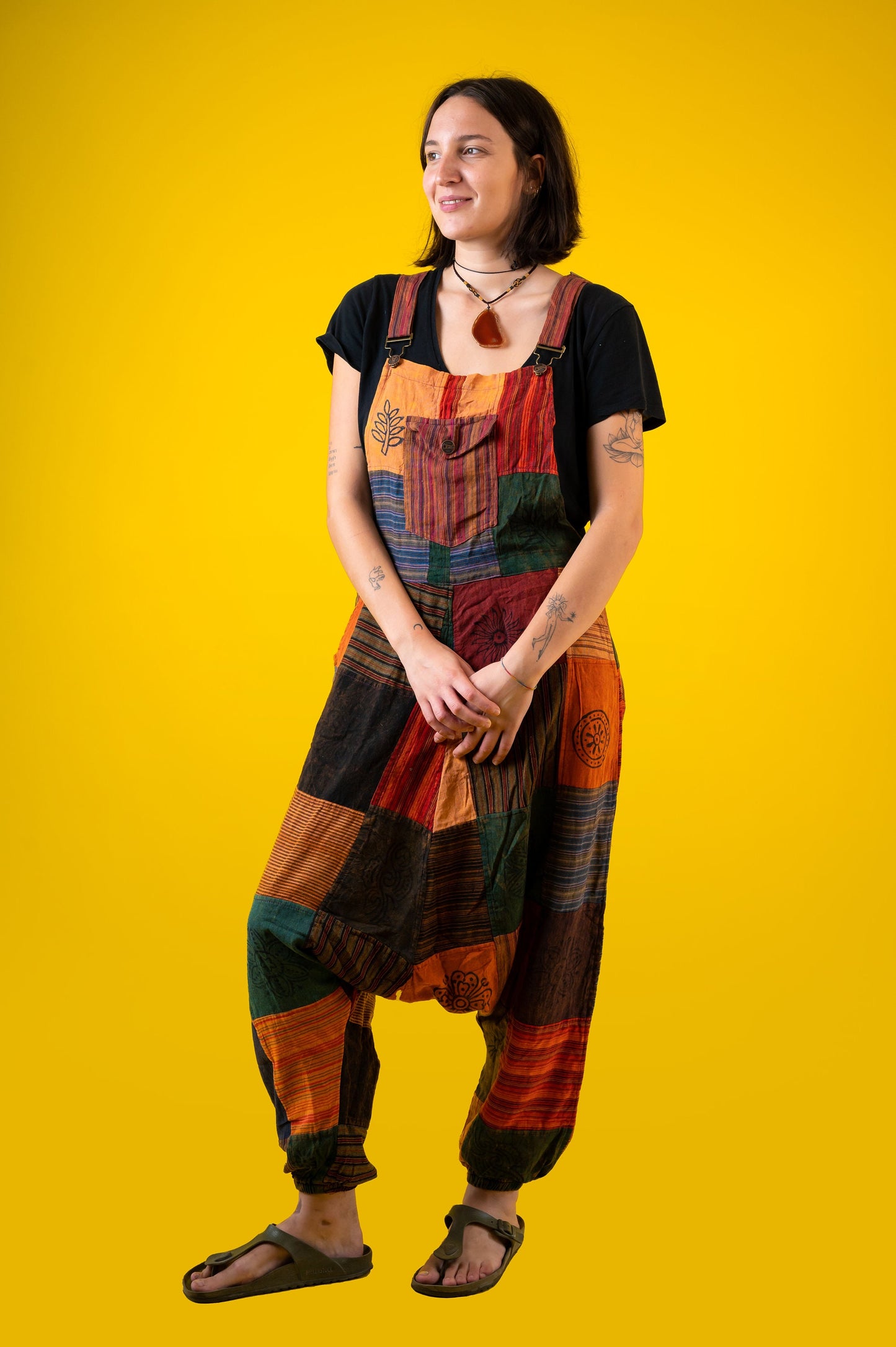 100% Cotton | Patch | Patchwork | Stone Washed | Dungaree | Length Adjustable | Ethical  Hippie | Jumpsuites | Overall | Made In Nepal