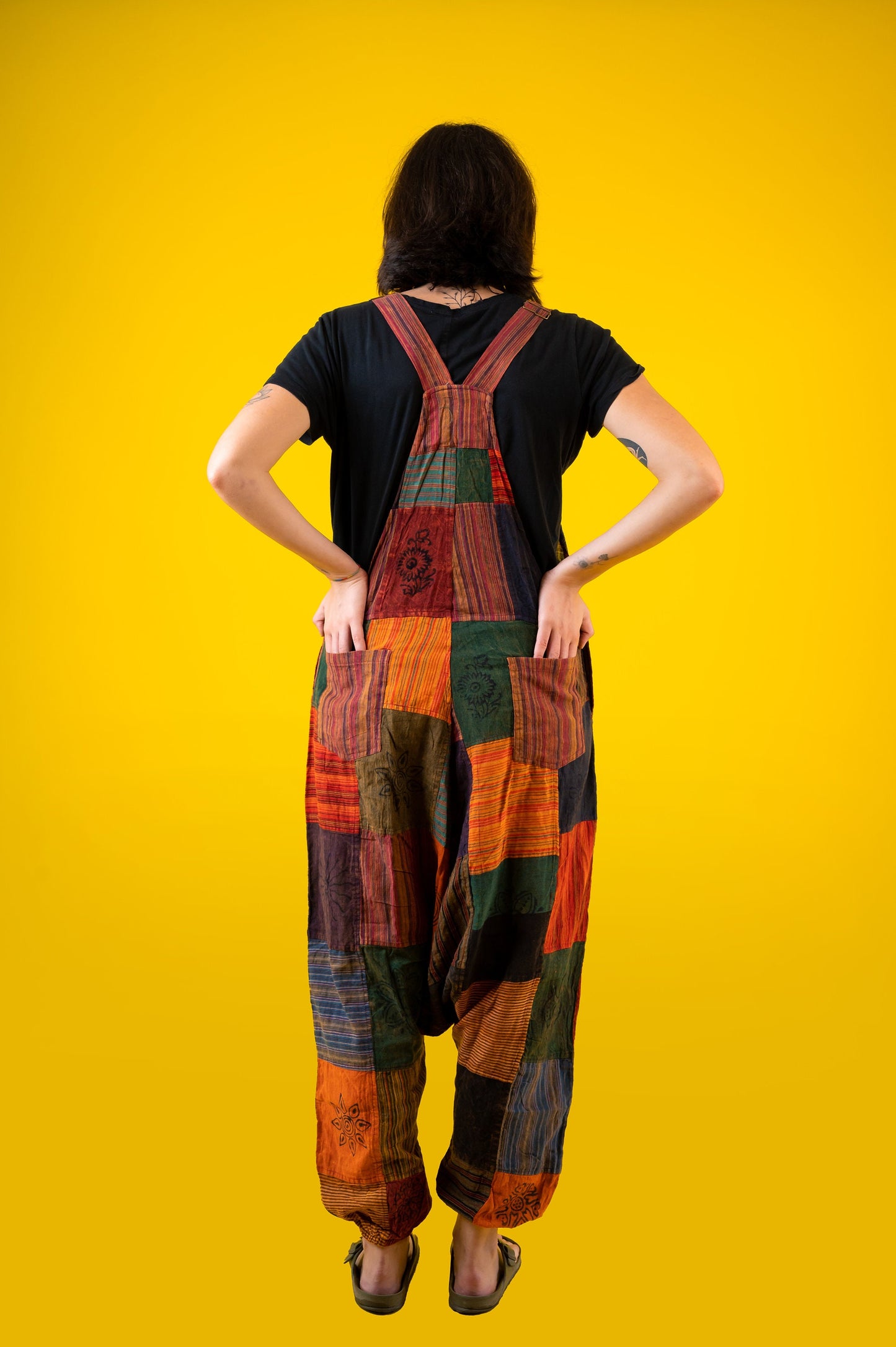 100% Cotton | Patch | Patchwork | Stone Washed | Dungaree | Length Adjustable | Ethical  Hippie | Jumpsuites | Overall | Made In Nepal