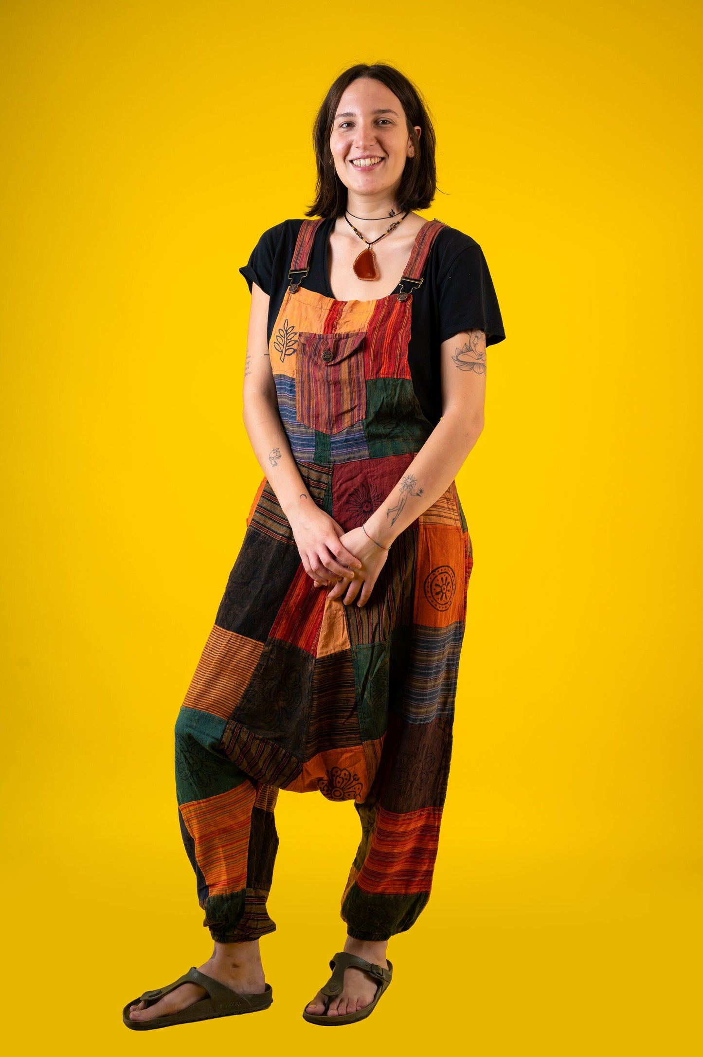 100% Cotton | Patch | Patchwork | Stone Washed | Dungaree | Length Adjustable | Ethical  Hippie | Jumpsuites | Overall | Made In Nepal